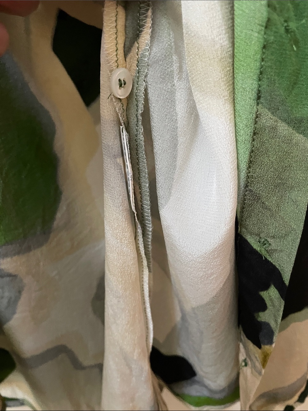 MARELLA SILK Green Black Cream Short-Sleeve Blouse - Picture 4 of 7